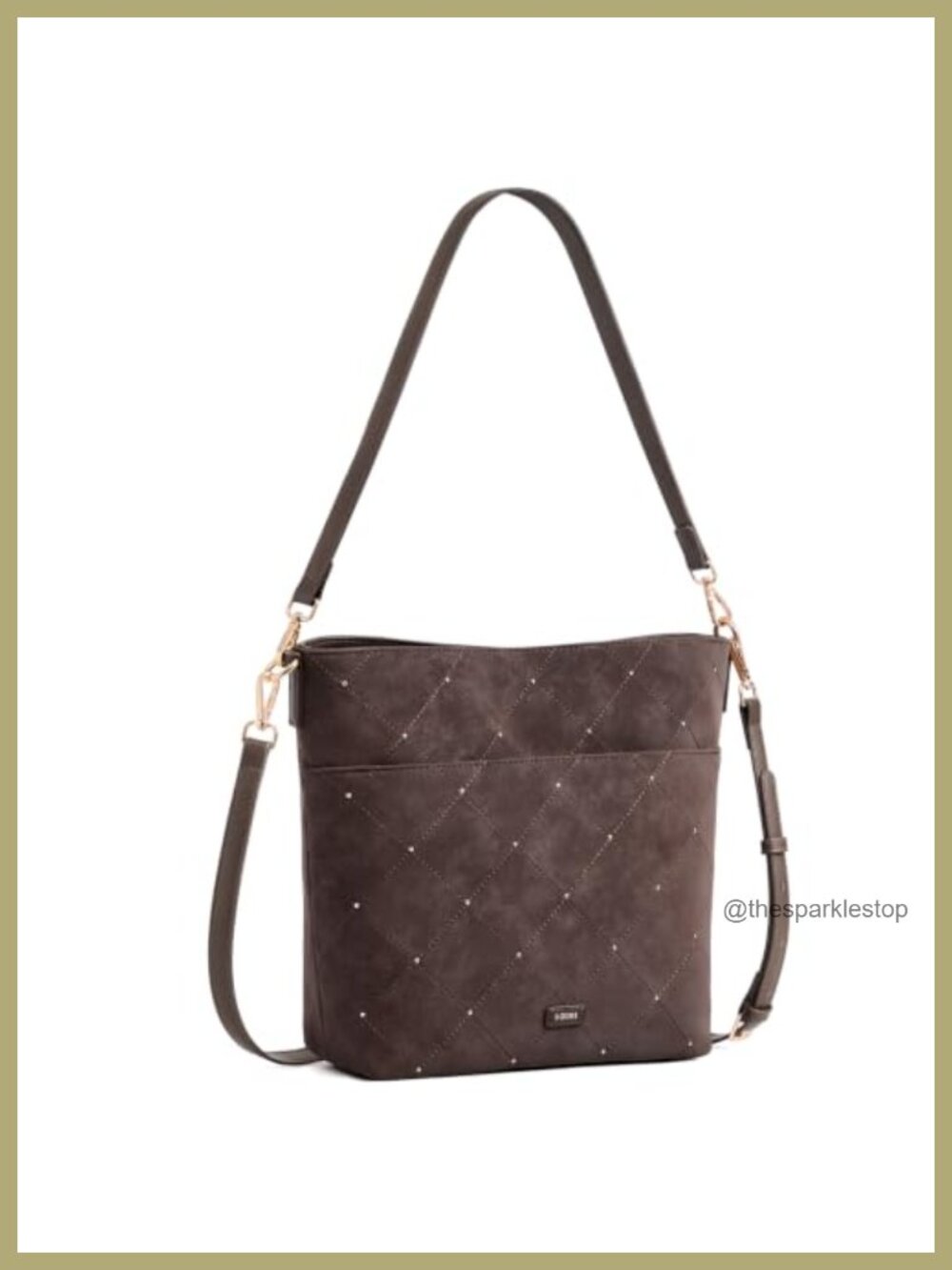 Faux Suede Bucket Handbag Crossbody Bag with 2 Straps